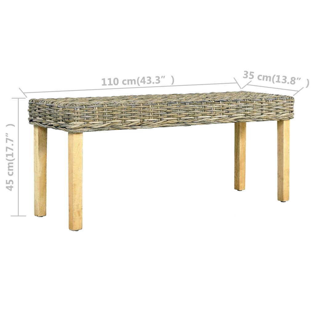Suoliukas, 110cm, natūralus Kubu ratanas ir raudonmedžio masyvas