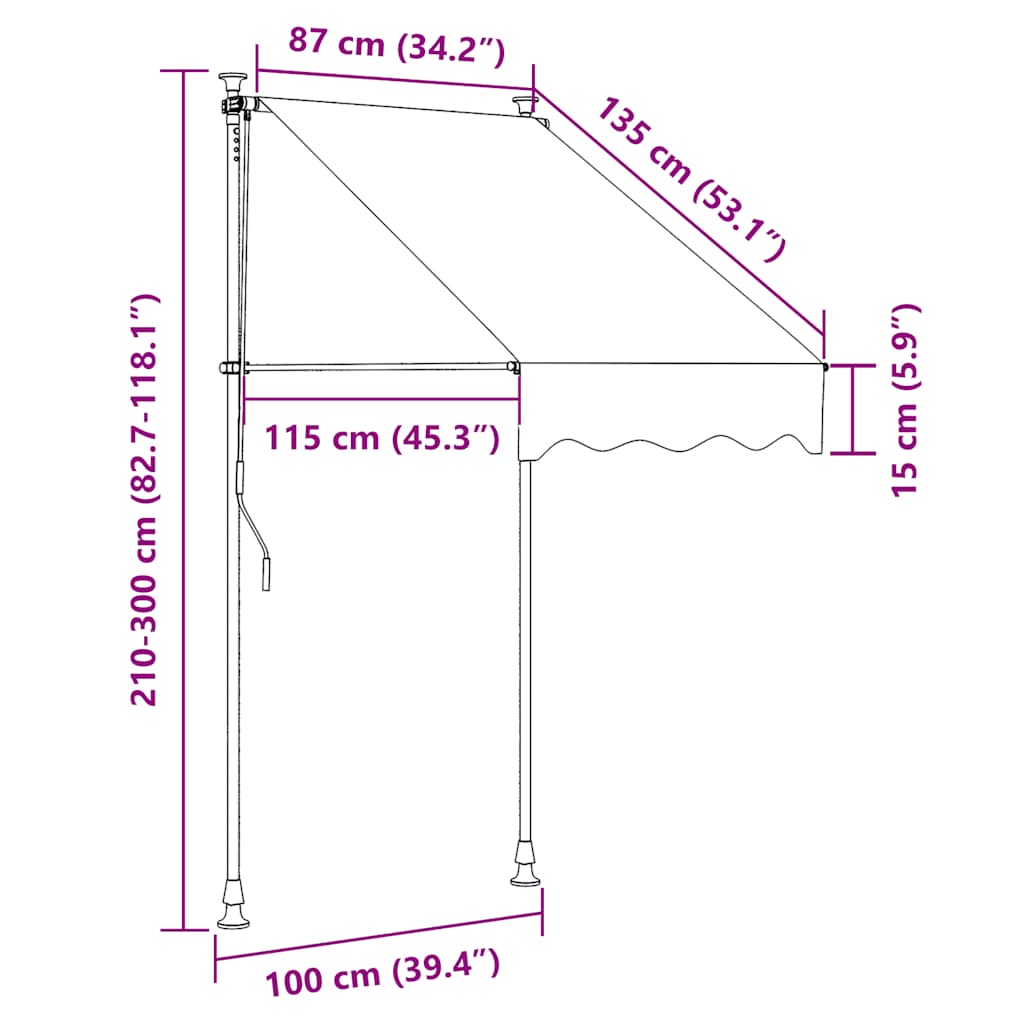 Rankiniu būdu ištraukiama markizė, kreminės spalvos, 100cm