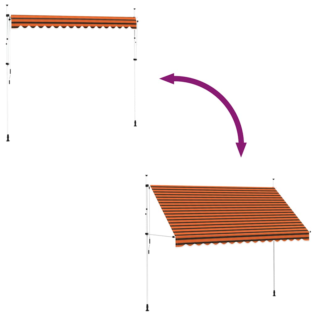 Rankiniu būdu ištraukiama markizė, oranžinė ir ruda, 350cm