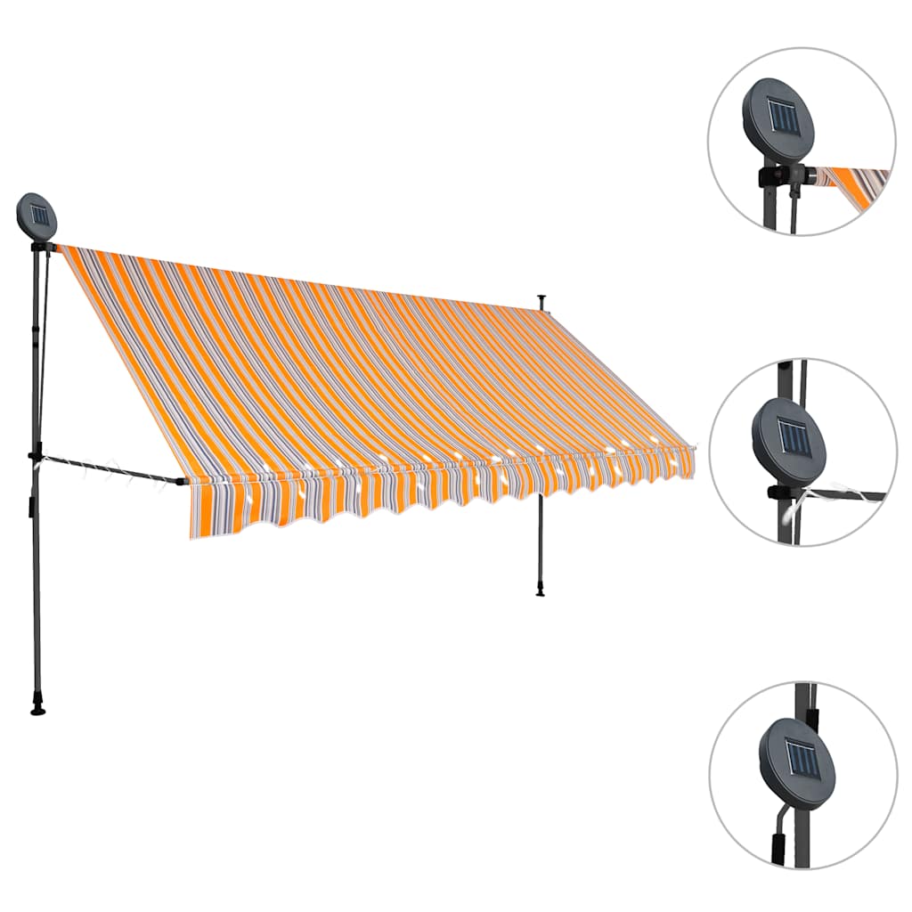 Manuāli izvelkama nojume ar LED, dzeltena un zila, 400cm
