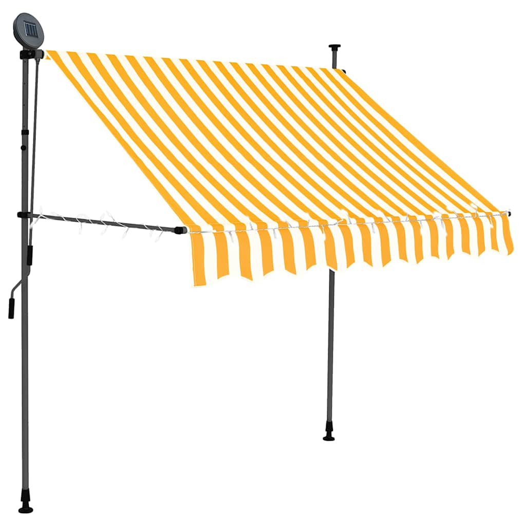 Rankinė ištraukiama markizė su LED, balta ir oranžinė, 150cm