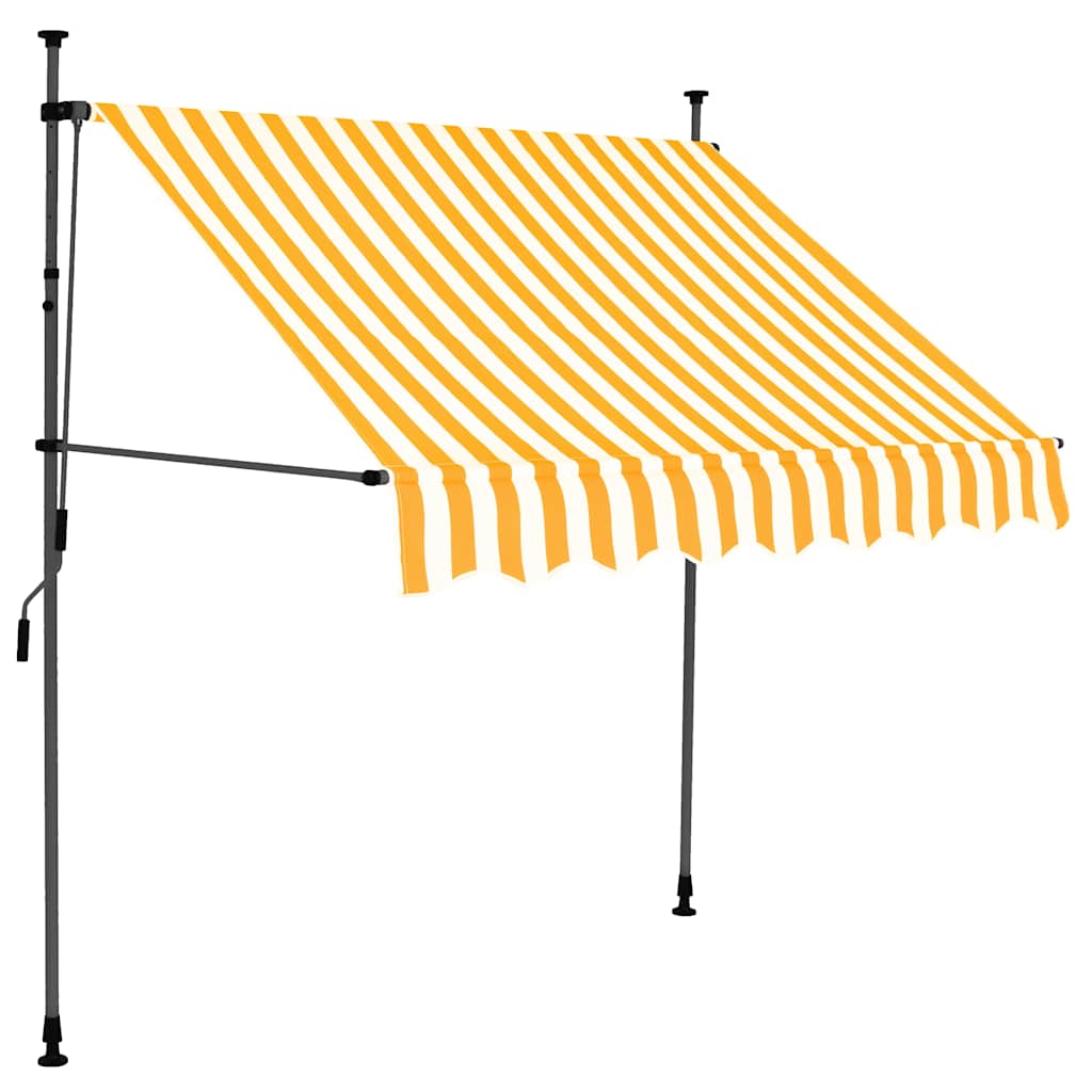 Rankinė ištraukiama markizė su LED, balta ir oranžinė, 150cm