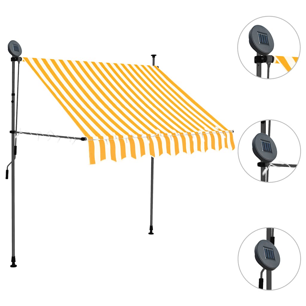 Rankinė ištraukiama markizė su LED, balta ir oranžinė, 150cm