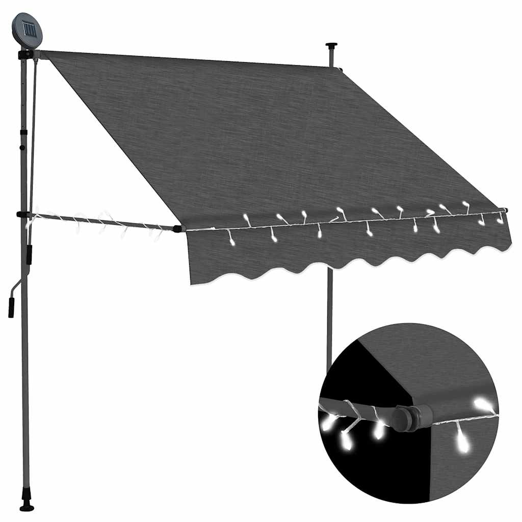 Rankiniu būdu ištraukiama markizė su LED, antracito, 200cm