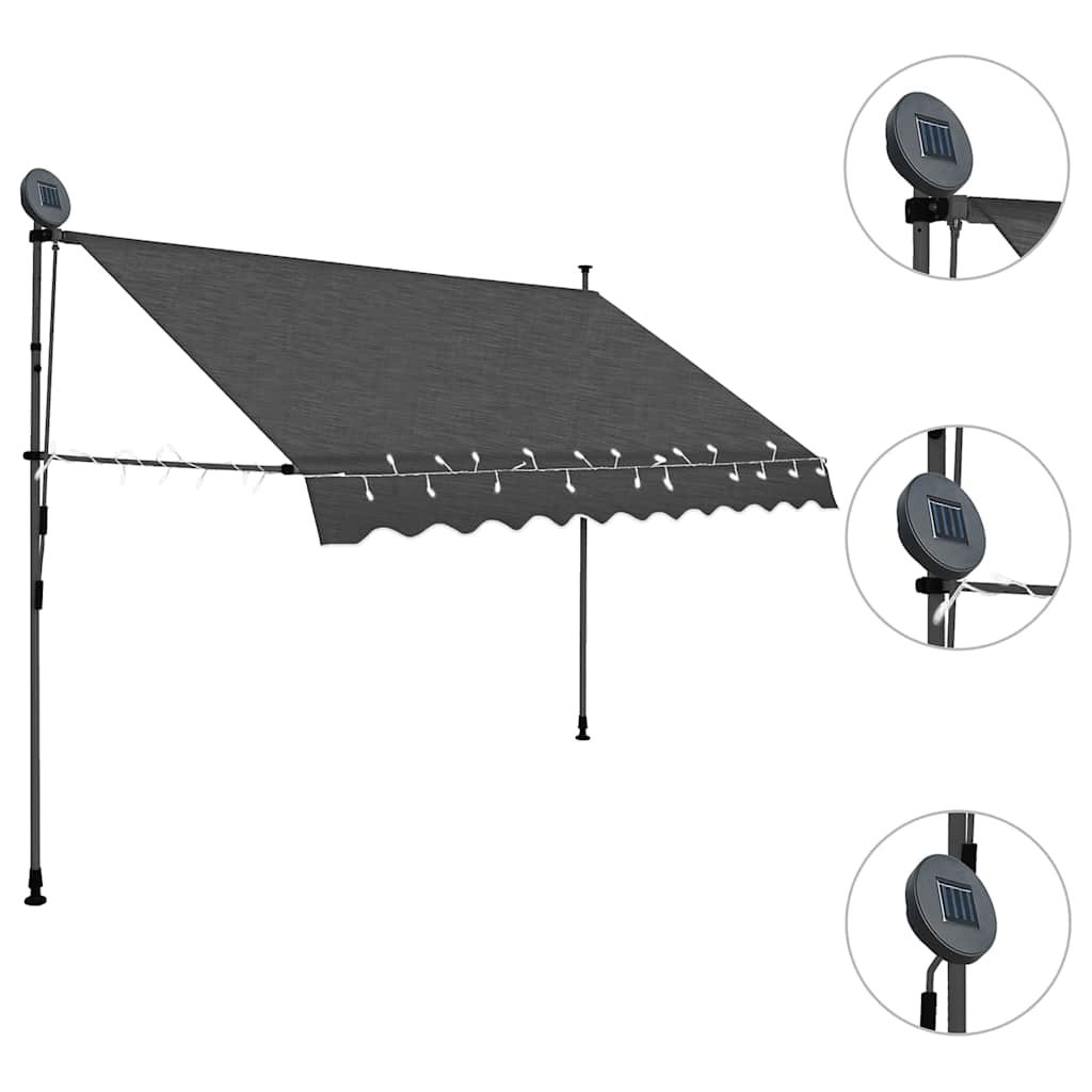 Rankiniu būdu ištraukiama markizė su LED, antracito, 250cm