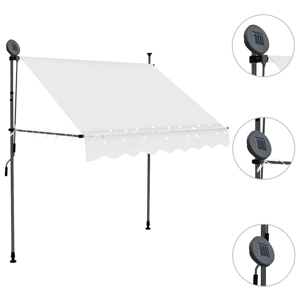 Rankiniu būdu ištraukiama markizė su LED, kreminė, 100cm