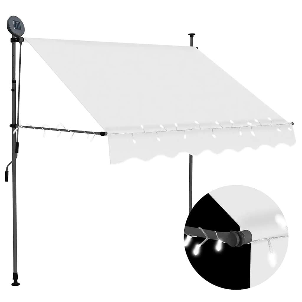Manual Retractable Awning with LED, Cream, 150cm