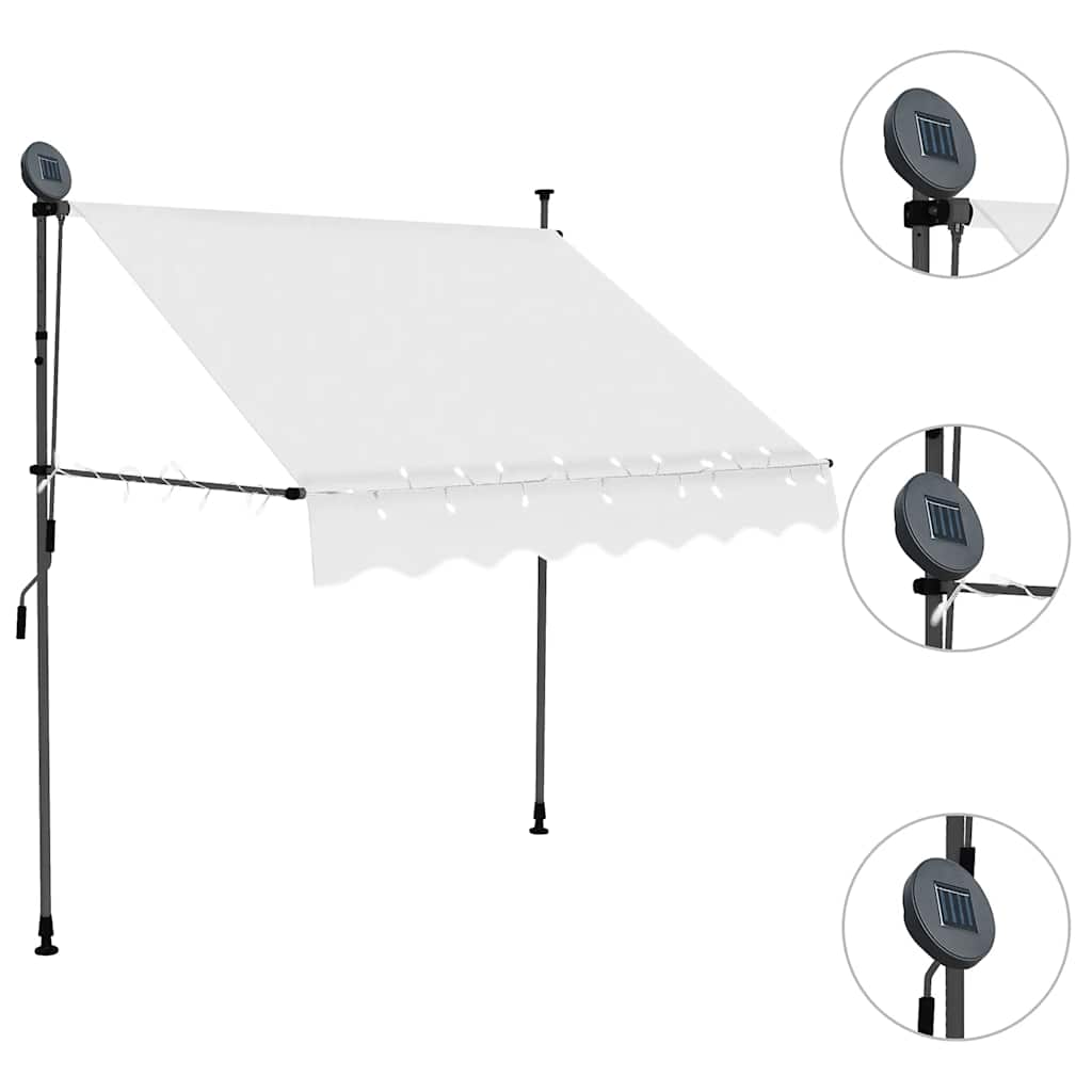Rankiniu būdu ištraukiama markizė su LED, kreminė, 200cm