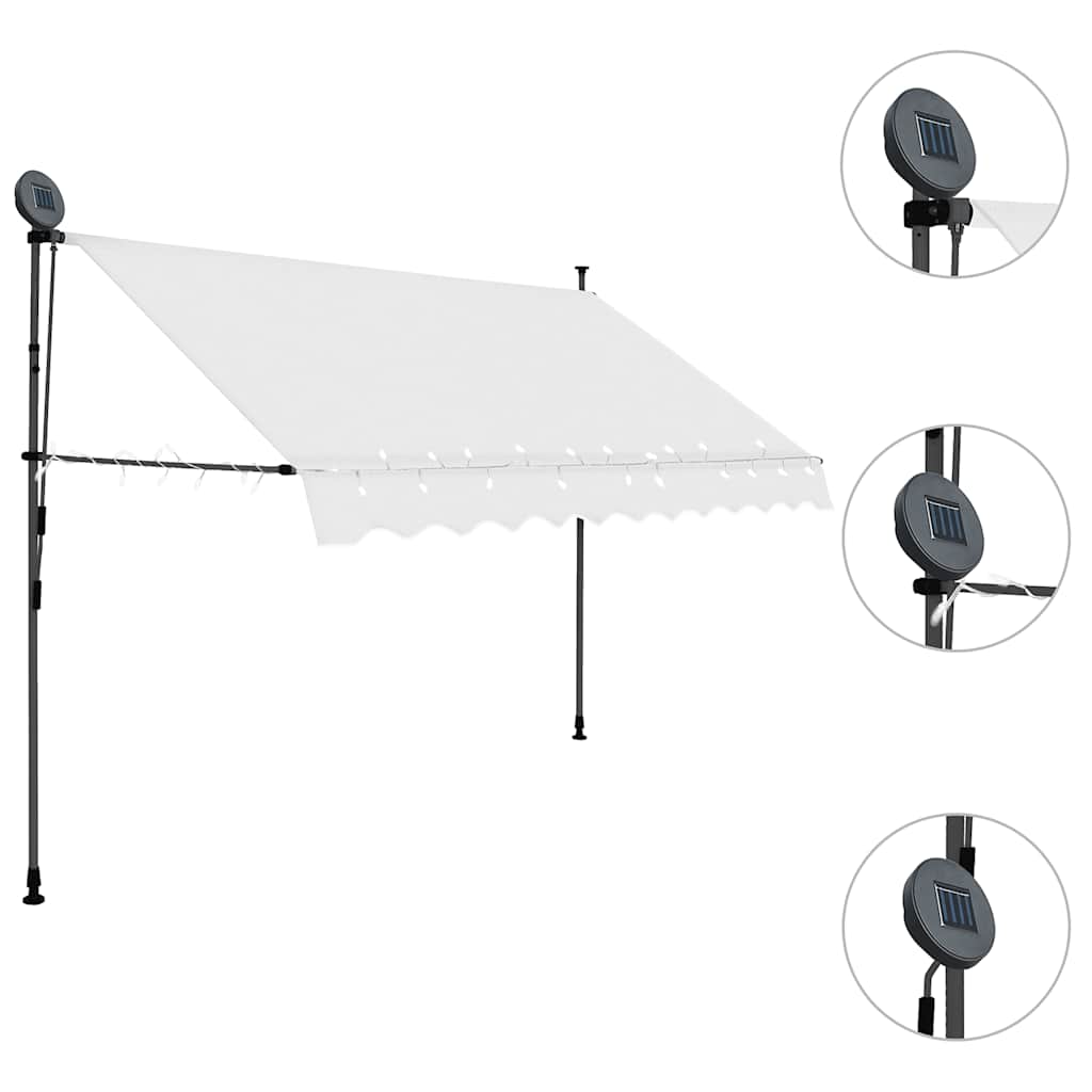 Rankiniu būdu ištraukiama markizė su LED, kreminė, 250cm