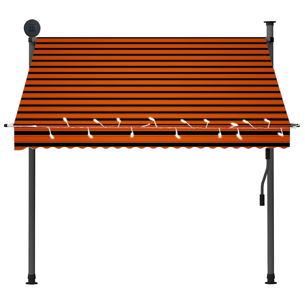 Rankinė ištraukiama markizė su LED, oranžinė ir ruda, 200cm