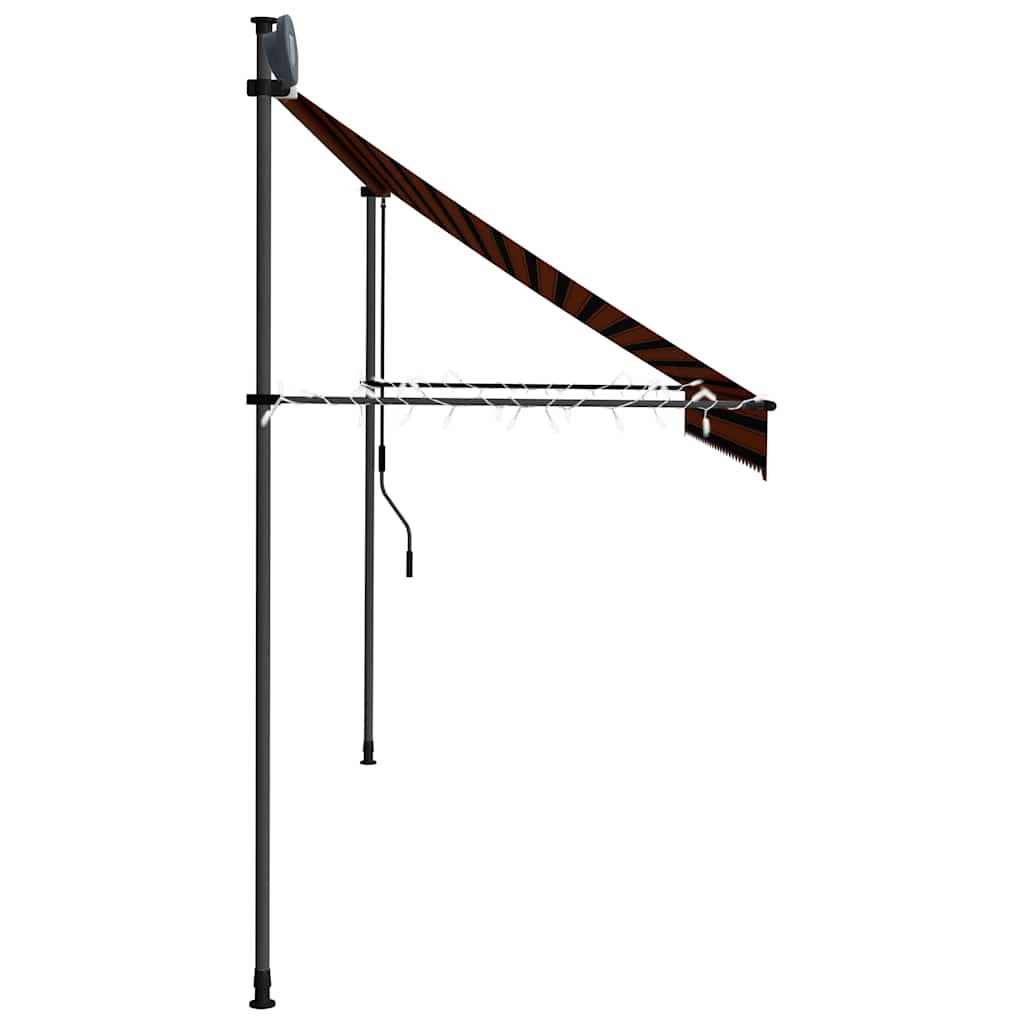 Rankinė ištraukiama markizė su LED, oranžinė ir ruda, 300cm