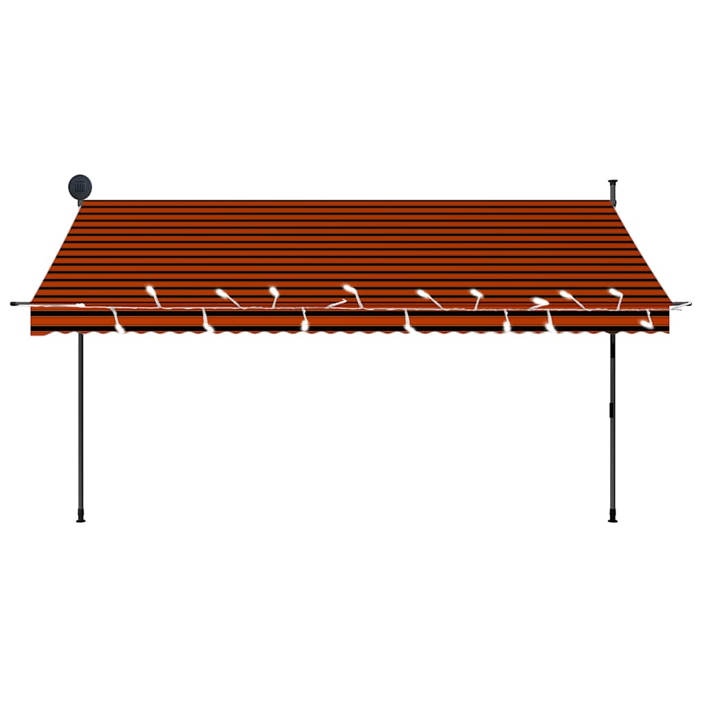 Rankinė ištraukiama markizė su LED, oranžinė ir ruda, 350cm