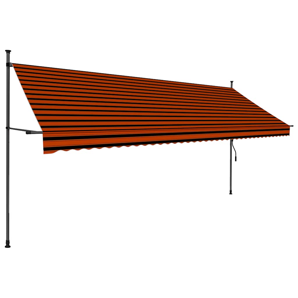 Manuāla izvelkamā markīze ar LED, oranža un brūna, 400 cm