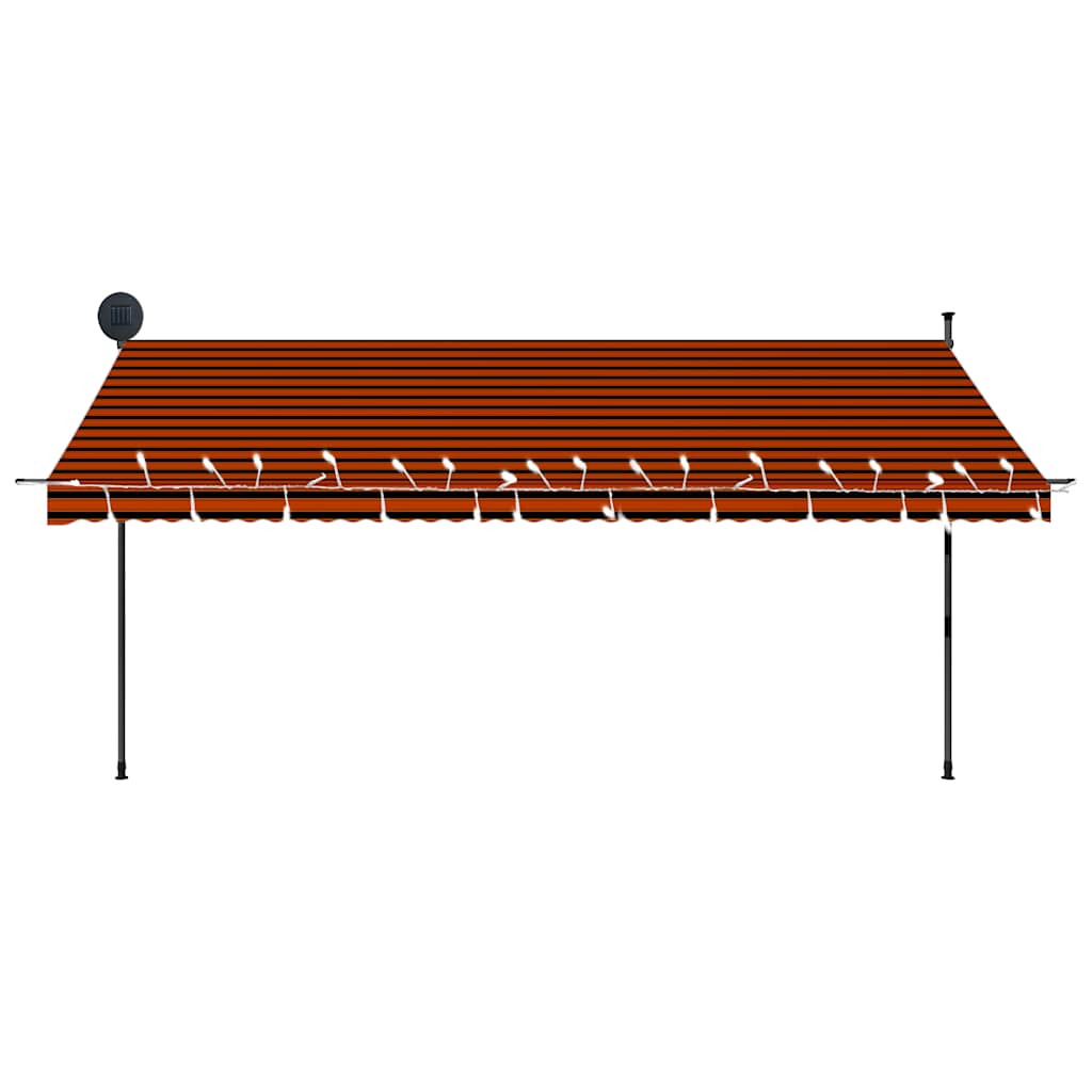 Manuāla izvelkamā markīze ar LED, oranža un brūna, 400 cm
