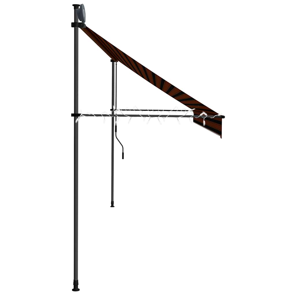 Manuāla izvelkamā markīze ar LED, oranža un brūna, 400 cm
