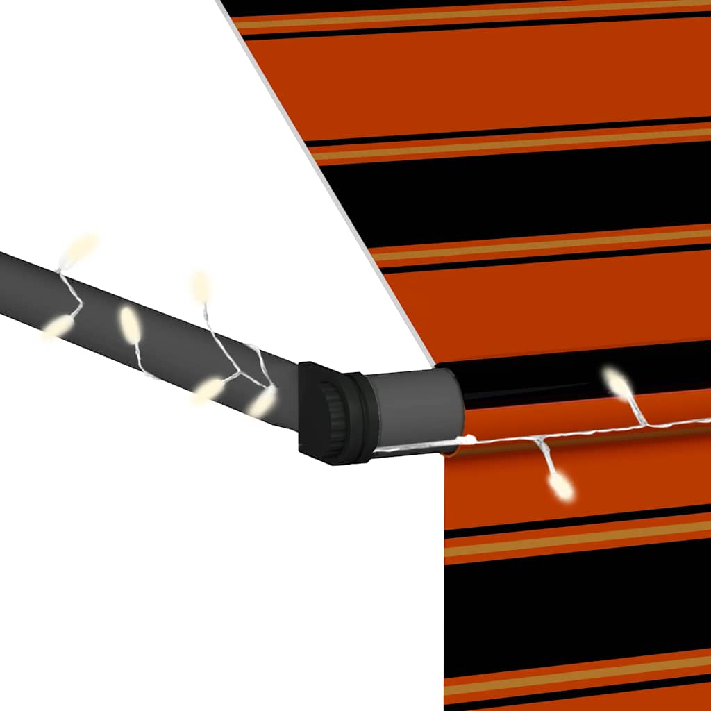 Manuāla izvelkamā markīze ar LED, oranža un brūna, 400 cm