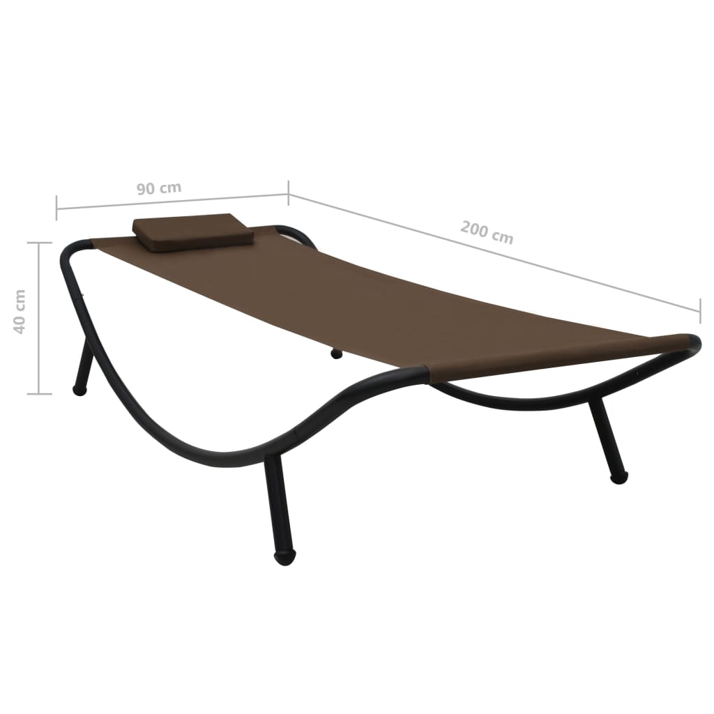 Garden lounger, brown, 200x90cm, steel