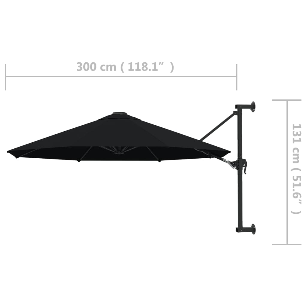 Sodo skėtis BENTLEY, juoda, 300x131cm