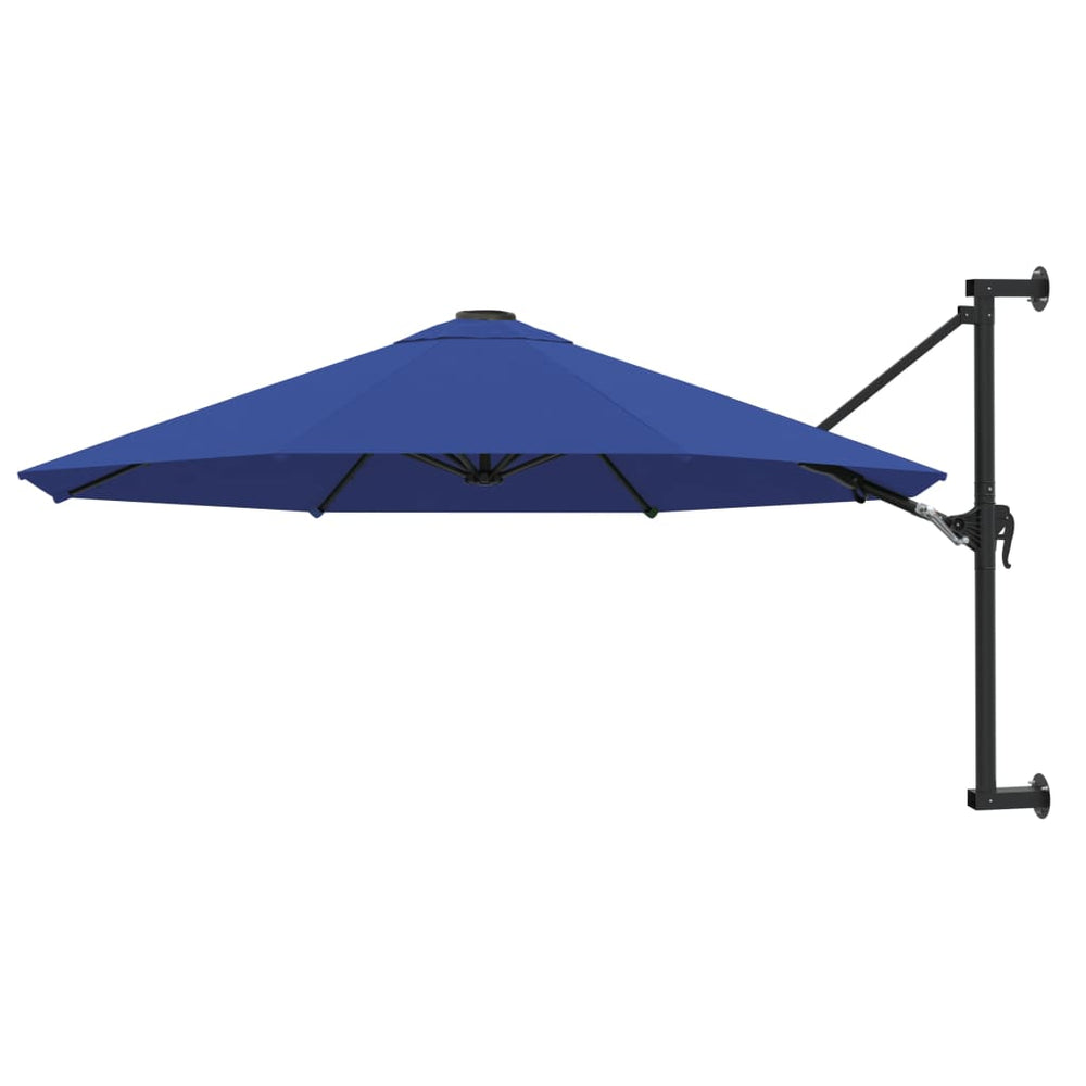 Wall-mounted parasol with pole, blue, 300cm