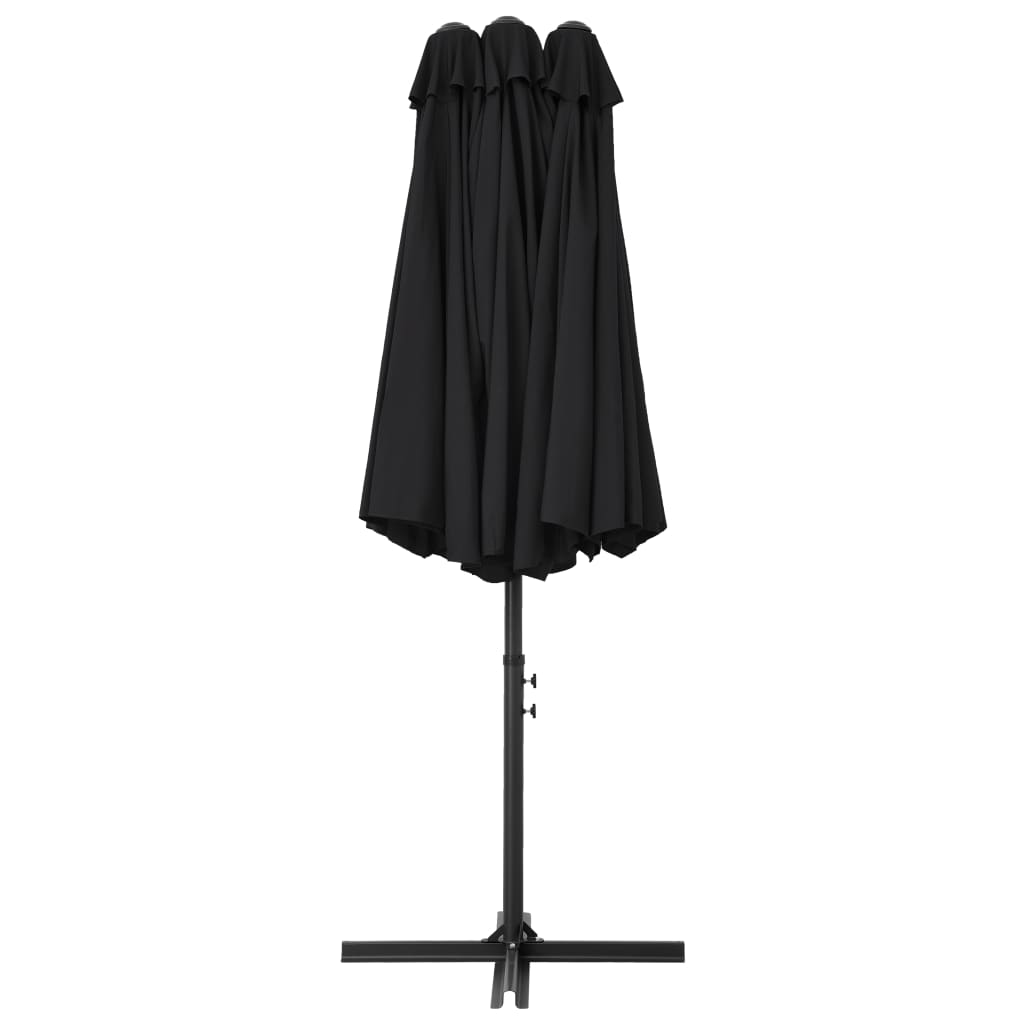 Lauko skėtis nuo saulės su aliuminio stulpu, juodas, 460x270cm