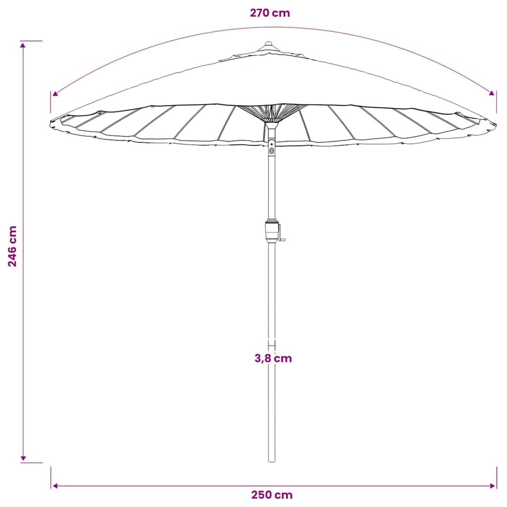 Sodo skėtis BERKLEY, juoda, 270x246cm