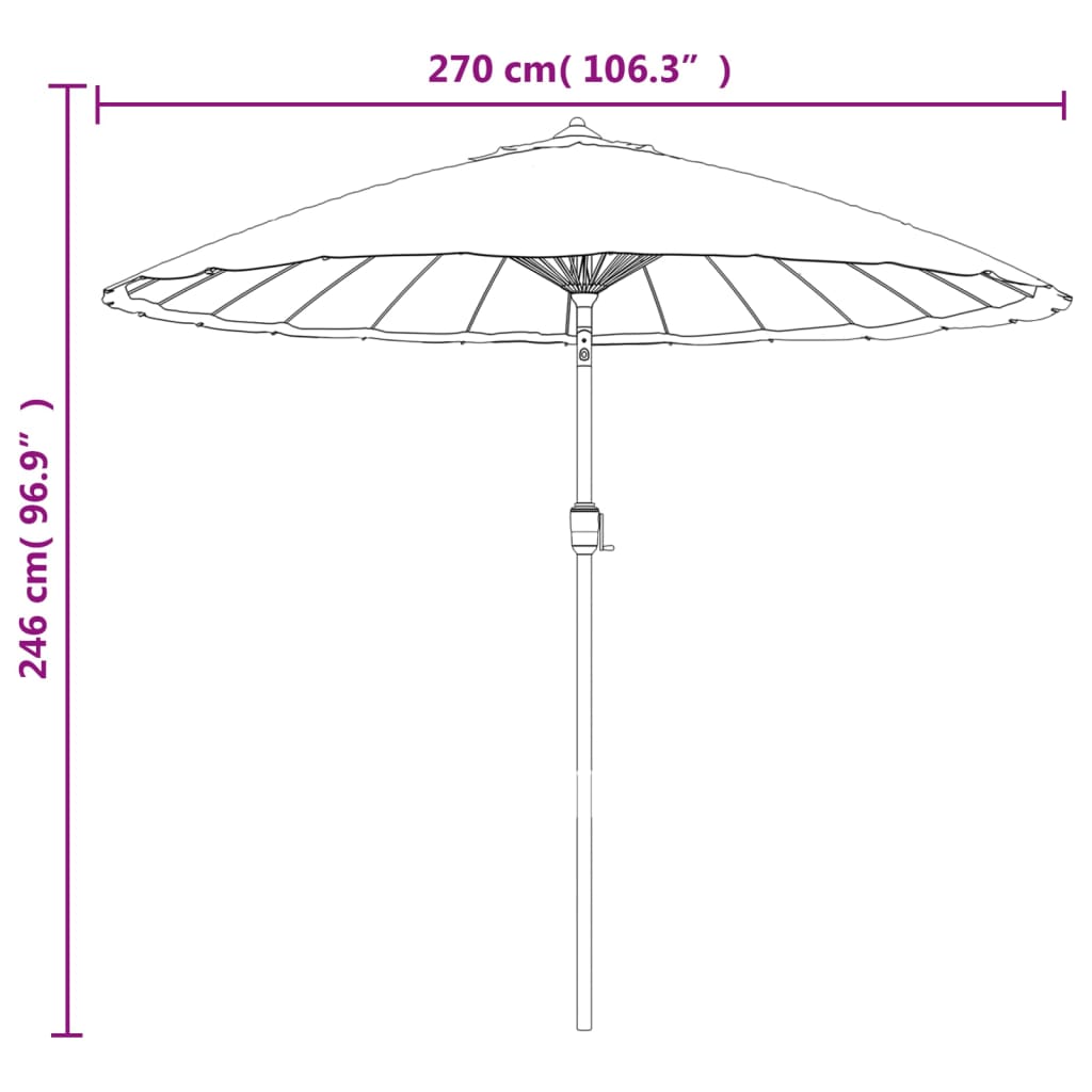 Lauko skėtis nuo saulės su aliuminio stulpu, juodas, 270cm