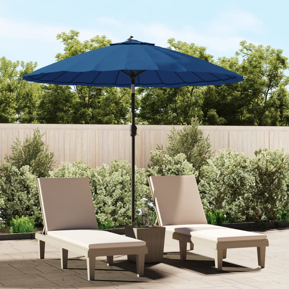 Outdoor parasol with aluminium pole, blue, 270cm