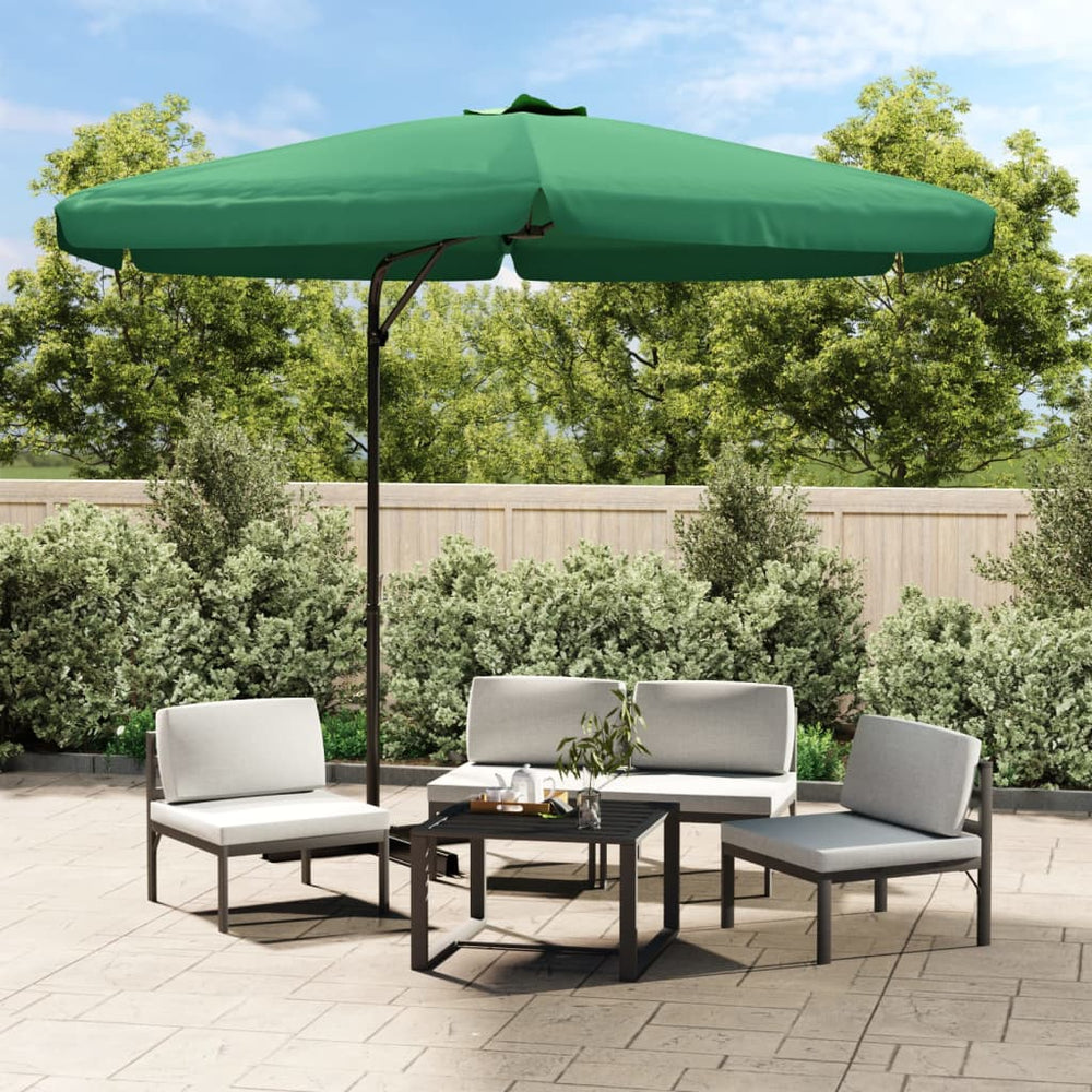 Outdoor parasol with steel pole, green, 300cm