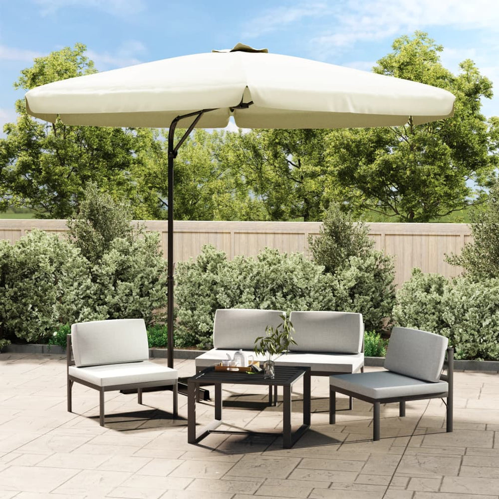 Outdoor parasol with steel pole, sand, 300cm