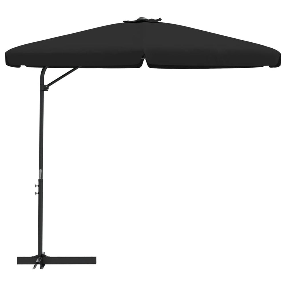 Garden parasol with steel pole, black, 300cm