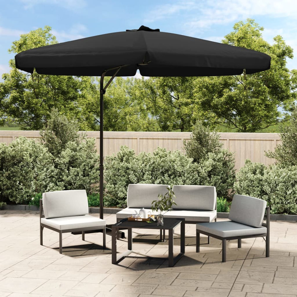 Garden parasol with steel pole, black, 300cm