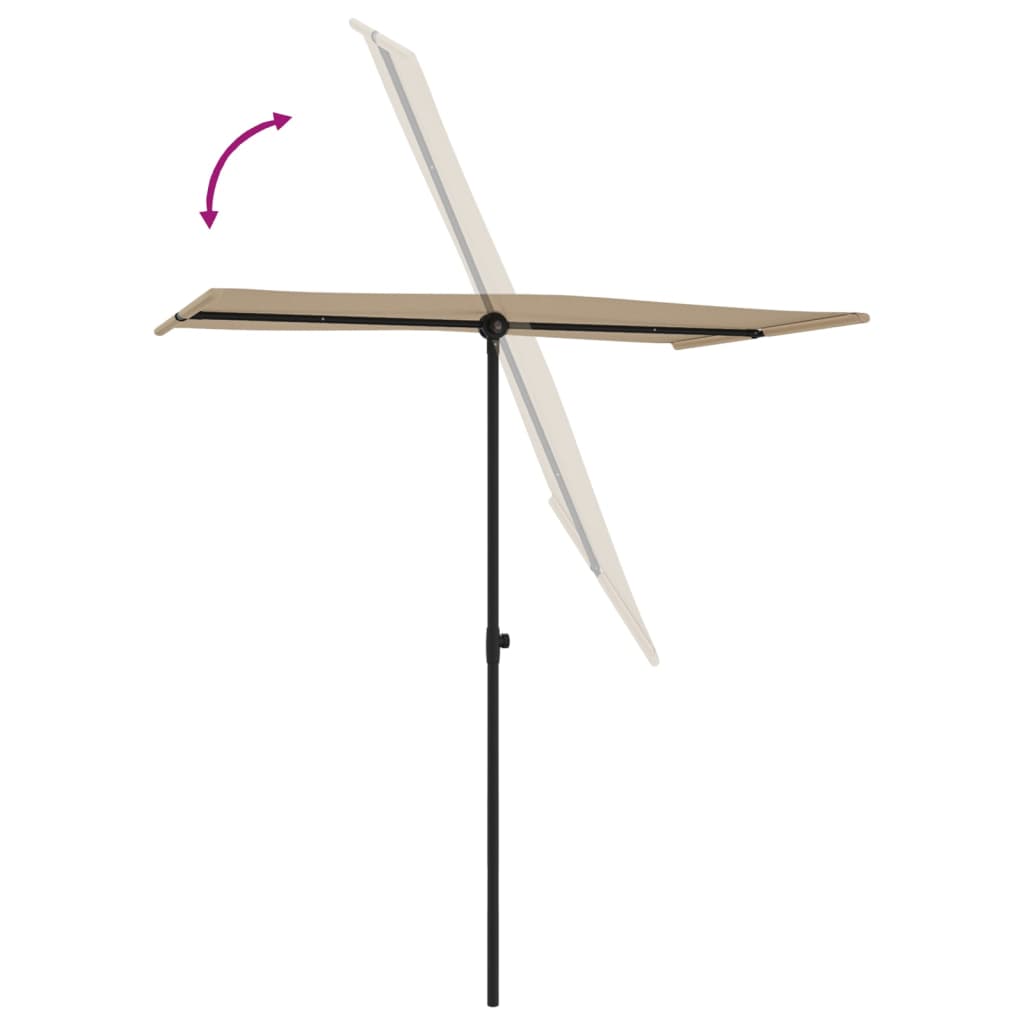 Sodo skėtis nuo saulės su aliuminio stulpu, taupe, 180x110cm