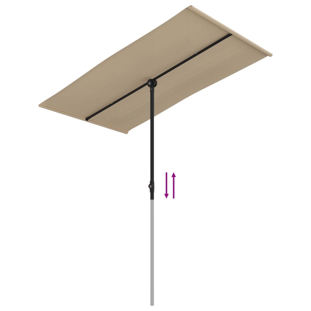 Sodo skėtis nuo saulės su aliuminio stulpu, taupe, 180x110cm