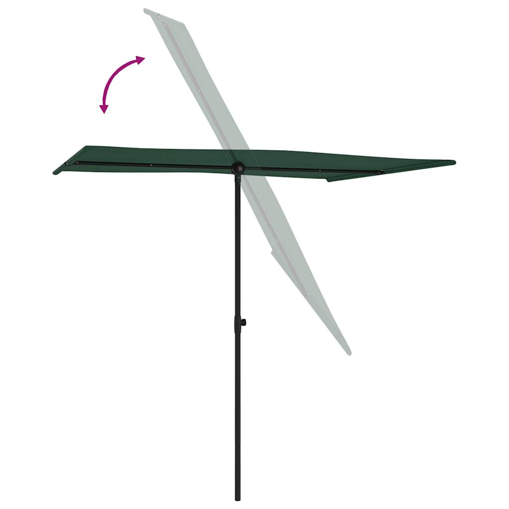 Sodo skėtis nuo saulės su aliuminio stulpu, žalias, 2x1,5m