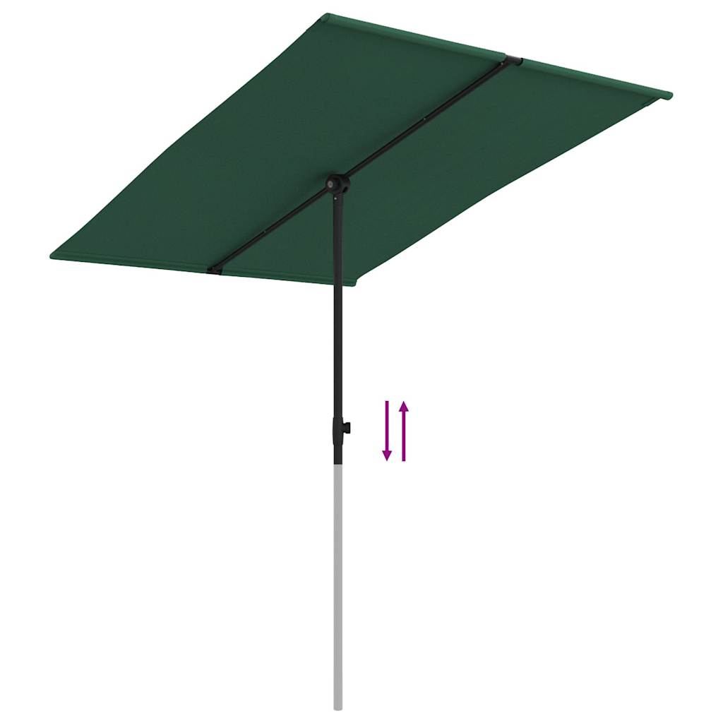 Sodo skėtis nuo saulės su aliuminio stulpu, žalias, 2x1,5m