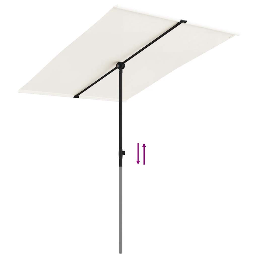 Sodo skėtis nuo saulės su aliuminio stulpu, smėlio, 2x1,5m