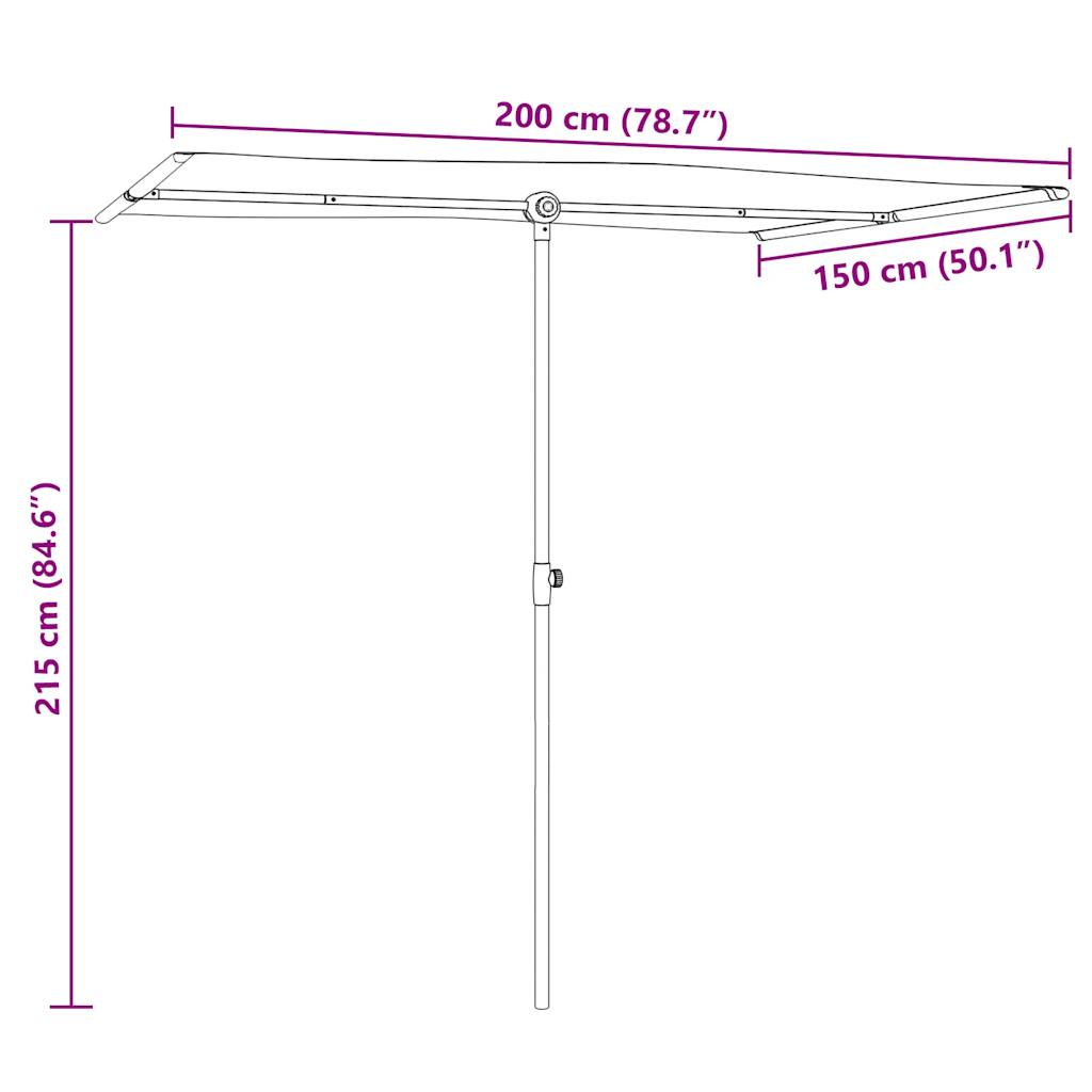 Sodo skėtis nuo saulės su aliuminio stulpu, smėlio, 2x1,5m