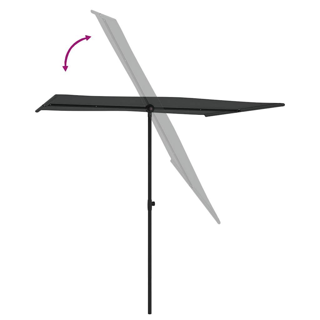 Sodo skėtis nuo saulės su aliuminio stulpu, antracito, 2x1,5m