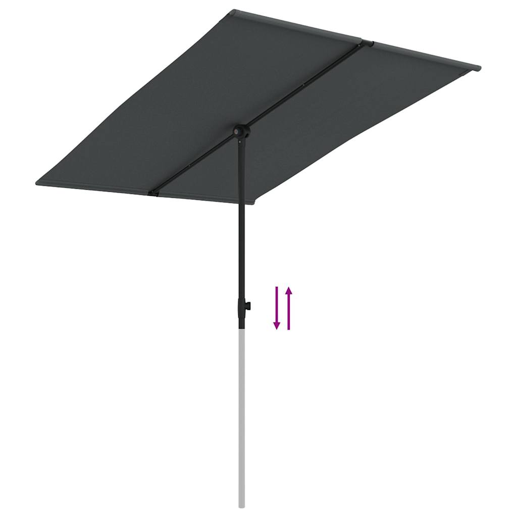 Sodo skėtis nuo saulės su aliuminio stulpu, antracito, 2x1,5m