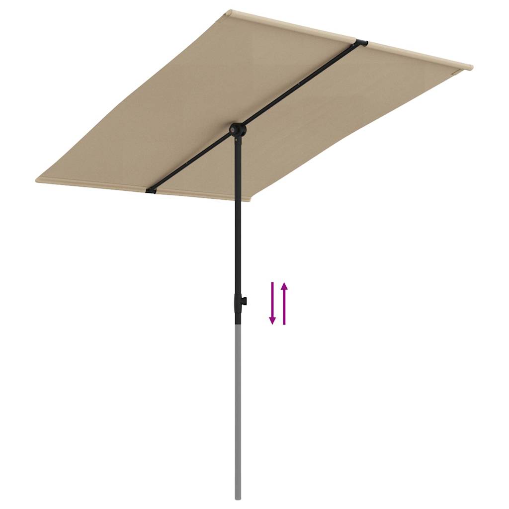 Sodo skėtis nuo saulės su aliuminio stulpu, taupe, 2x1,5m