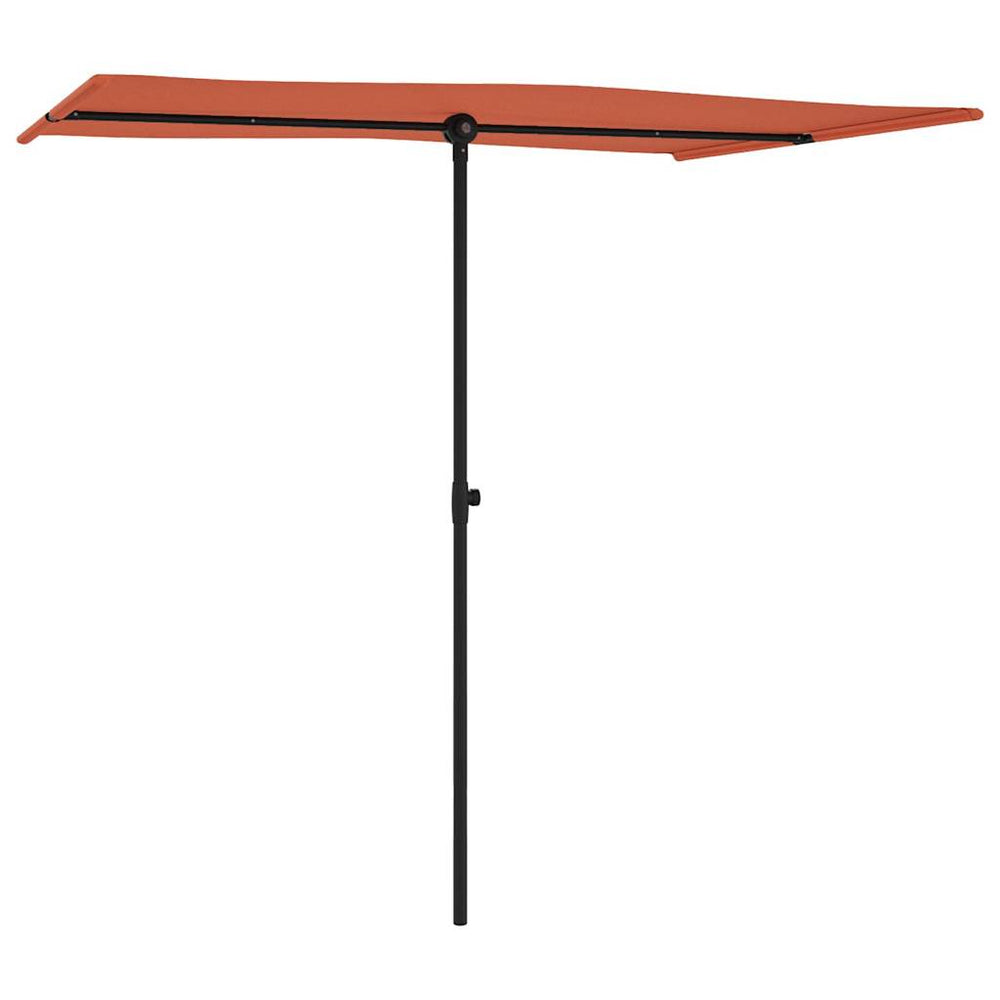 Sun umbrella for the garden with aluminium pole, terracotta, 2x1.5m