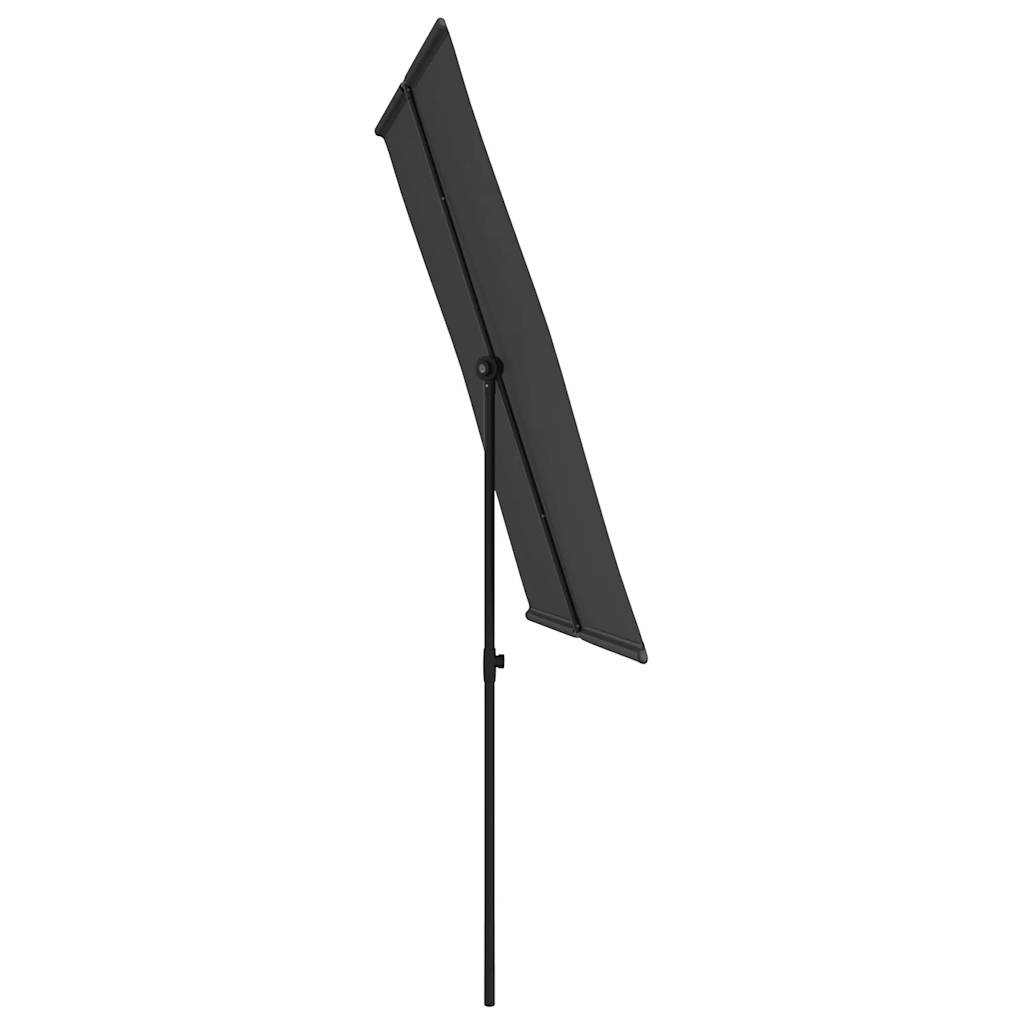 Sodo skėtis nuo saulės su aliuminio stulpu, juodas, 2x1,5m