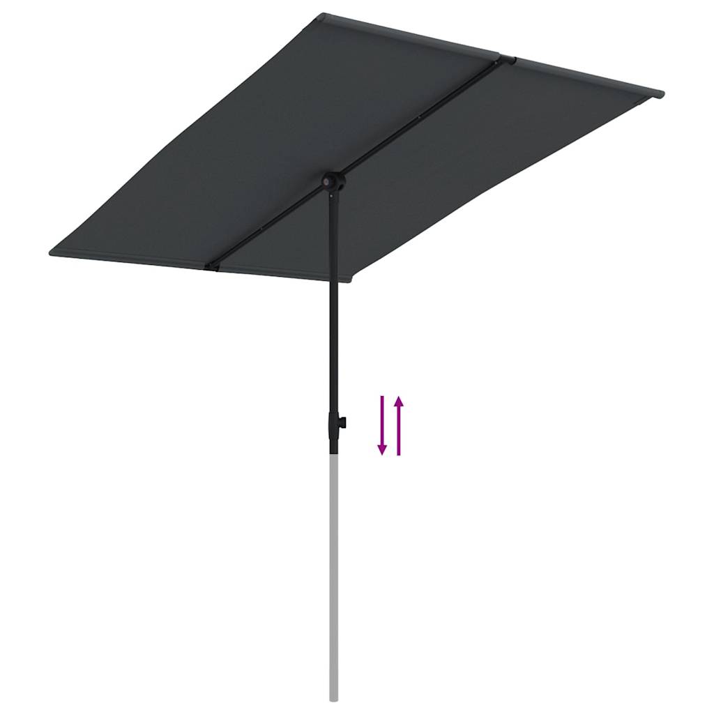 Sodo skėtis nuo saulės su aliuminio stulpu, juodas, 2x1,5m