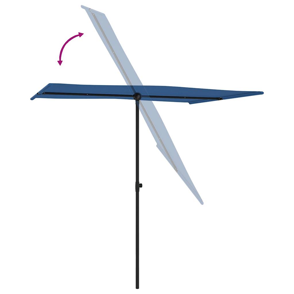 Sodo skėtis nuo saulės su aliuminio stulpu, mėlynas, 2x1,5m