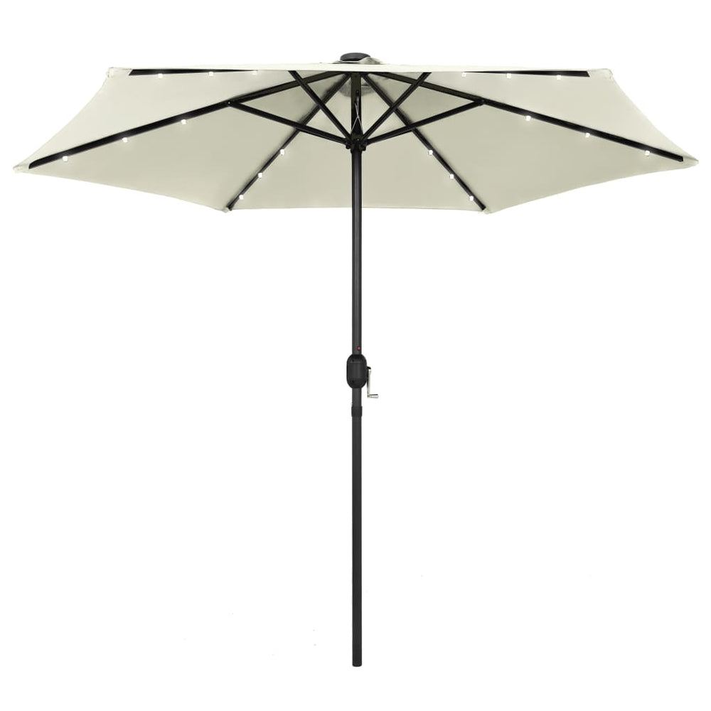 Garden Parasol with LED and Aluminium Pole, Sand White, 270cm