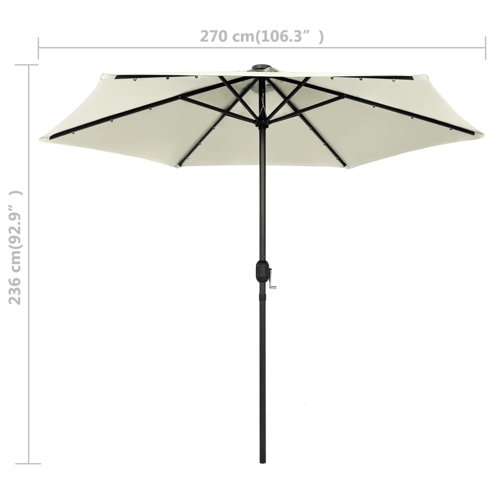Sodo skėtis LED BLAIR, smėlinė balta, 270x236cm