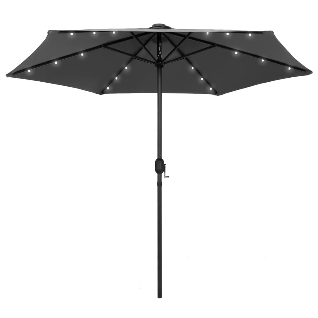 Sodo skėtis su LED ir aliuminio stulpu, antracito, 270cm