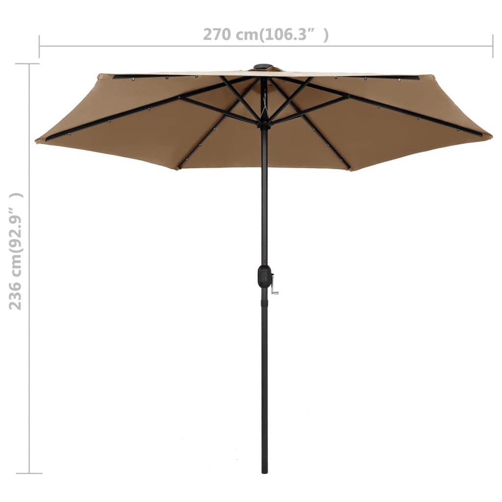 Sodo skėtis LED BLAIR, taupe, 270x236cm