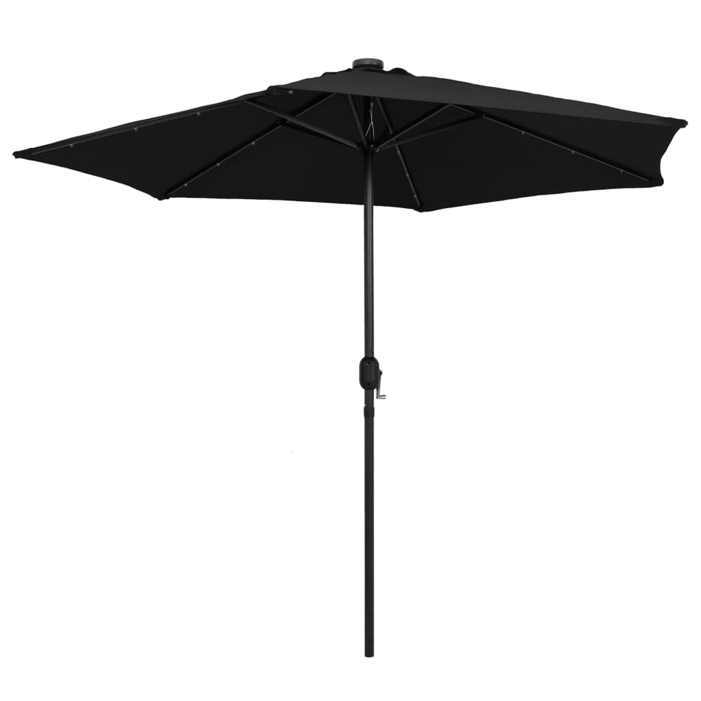Sodo skėtis su LED ir aliuminio stulpu, juodas, 270cm