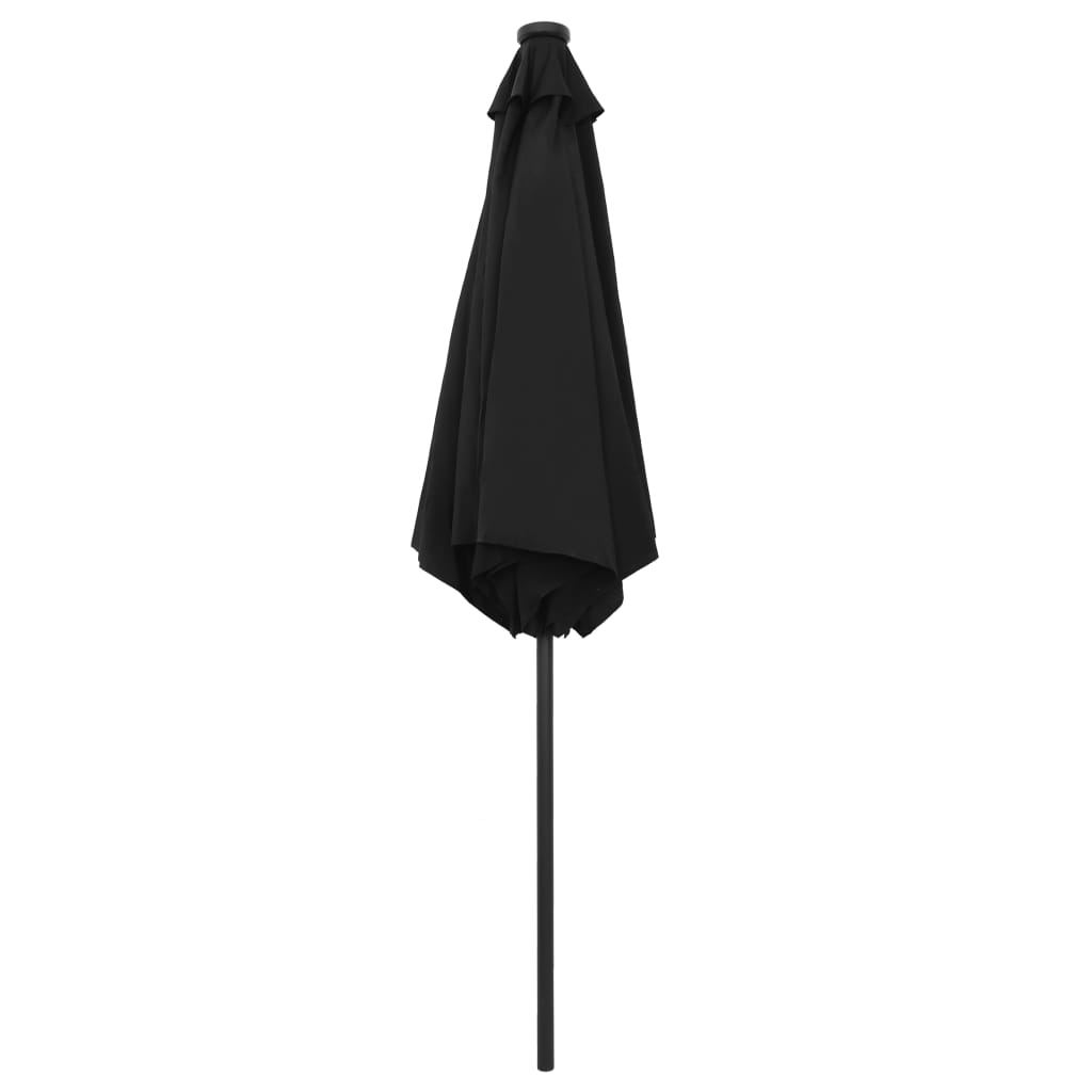 Sodo skėtis su LED ir aliuminio stulpu, juodas, 270cm